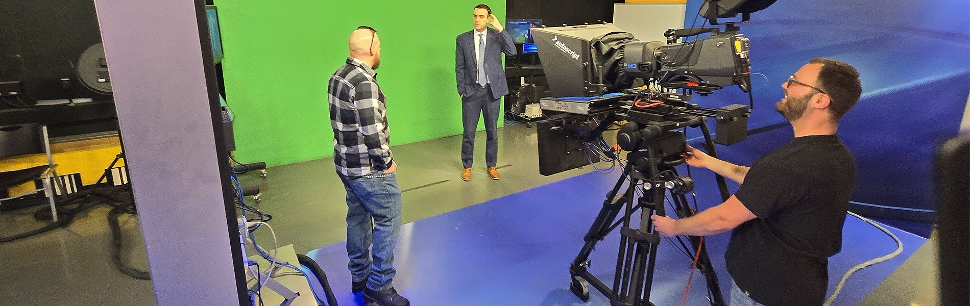 La Roche University students in the film production studio.