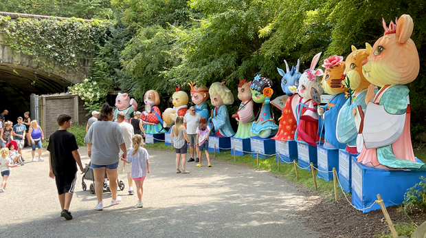 La Roche University alumni and their families view a display for the Asian Lantern Festival of the Pittsburgh Zoo & Aquarium.