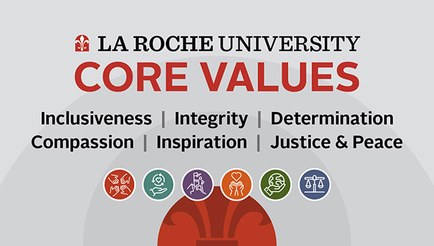 La Roche University Core Values: Inclusiveness | Integrity | Determination | Compassion | Inspiration | Justice & Peace