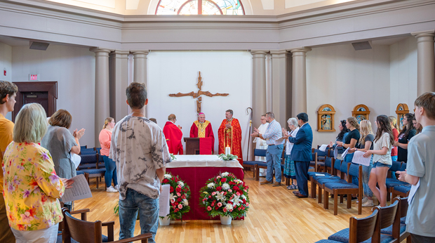La Roche Catholic Mass celebrated by clergy and participants..