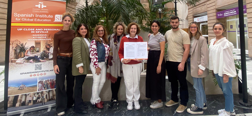 Representatives of the Spanish Institute for Global Education display the signed Memorandum of Understanding with La Roche University.